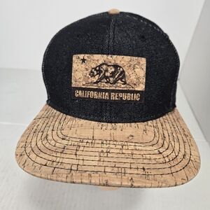 Otto Cork Hats California Republic One Size Crown 100% Cotton Black